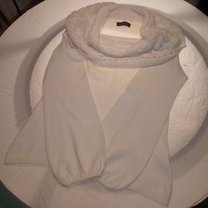 Ashley Stewart White Cowl Neck Sweater Sz Lg